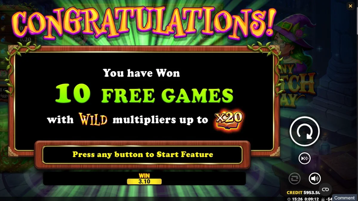 Tampilan visual slot Any Witch Way dengan tema penyihir dan hutan ajaib